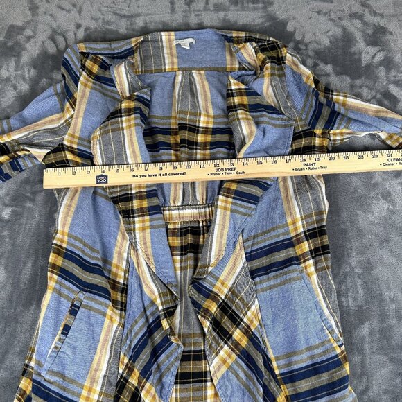 EST 1946 Blue Yellow Plaid Open Front Kimono Cardigan Women's Plus Size Large - Picture 3 of 7